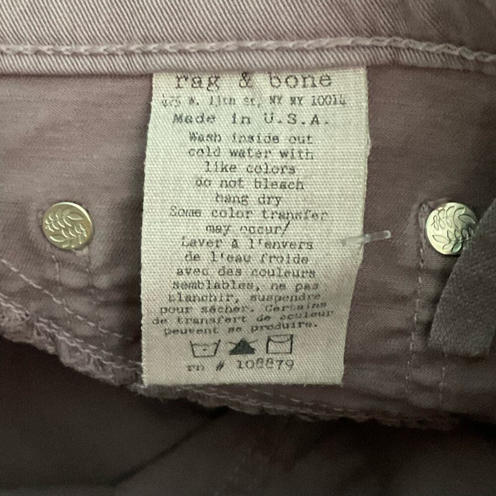 Rag & Bone Revolve Zipper Crop Ankle Capri Plum Fade Lavender Stretch Jeans 28 - Picture 8 of 13
